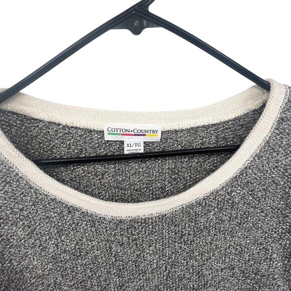 Cotton Country Sweater Size XL Gray Chunky Knit Scoop Neck Canada - Picture 2 of 3